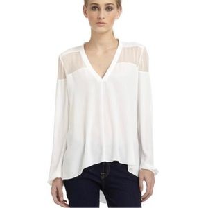 Elizabeth & James Karin Semi-Sheer Silk Yoke Blouse Size XS